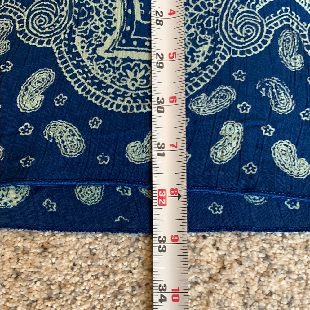 Angie Tan and Blue Boxy Tunic with Asymmetrical Hem - Picture 8 of 8